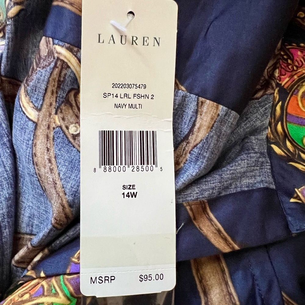 Ralph Lauren Navy Chain Print Blouse - Picture 6 of 7